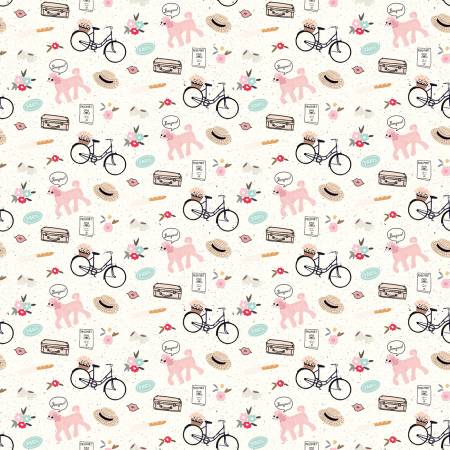 Riley Blake Fabric - Saturday in Paris Icons Cream - C11363R - Cotton