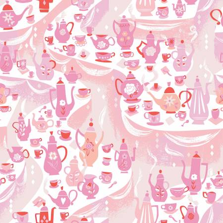 Riley Blake Fabric - Down the Rabbit Hole Tea Party White - C12943R - WHITE - Jill Howarth - Cotton