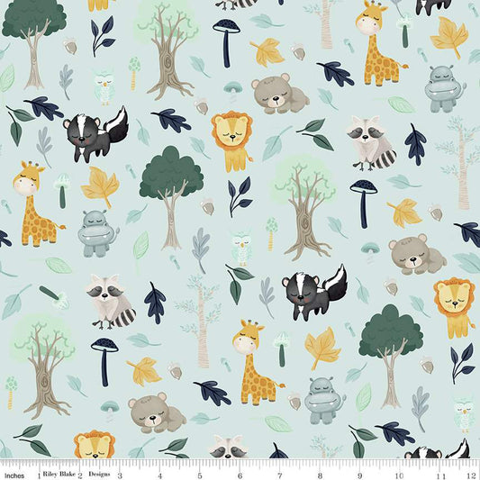 Riley Blake Fabric - It's a Boy Main Aqua - C13250-AQUA - Cotton Fabric - Woodland