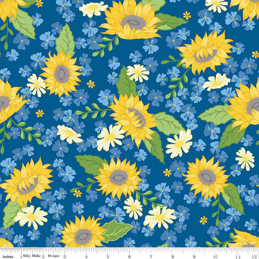 Riley Blake Fabric - Sunny Skies Main Dusk - C14630-DUSK - Jill Finley - Cotton