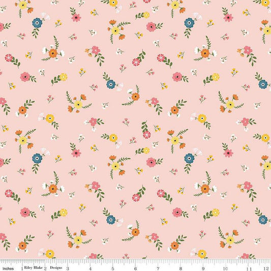 Riley Blake Fabric - Gone Glamping Flowers Pink - C14793 - Lori Whitlock - Cotton