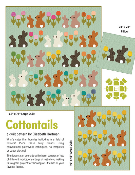 Elizabeth Hartman Quilt Pattern - Cottontails - Elizabeth Hartman - #EH086 - Quilt Pattern - Bear - Bunny - Bunnies