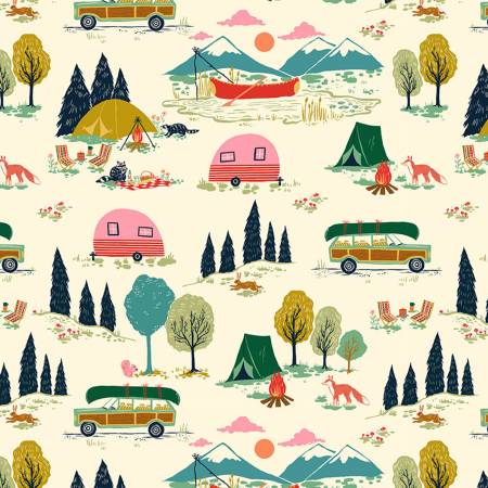 Dear Stella Fabric - Gone Camping - Cream Gone Camping DS041924 - ST-DFG2499 - CREAM - Cotton