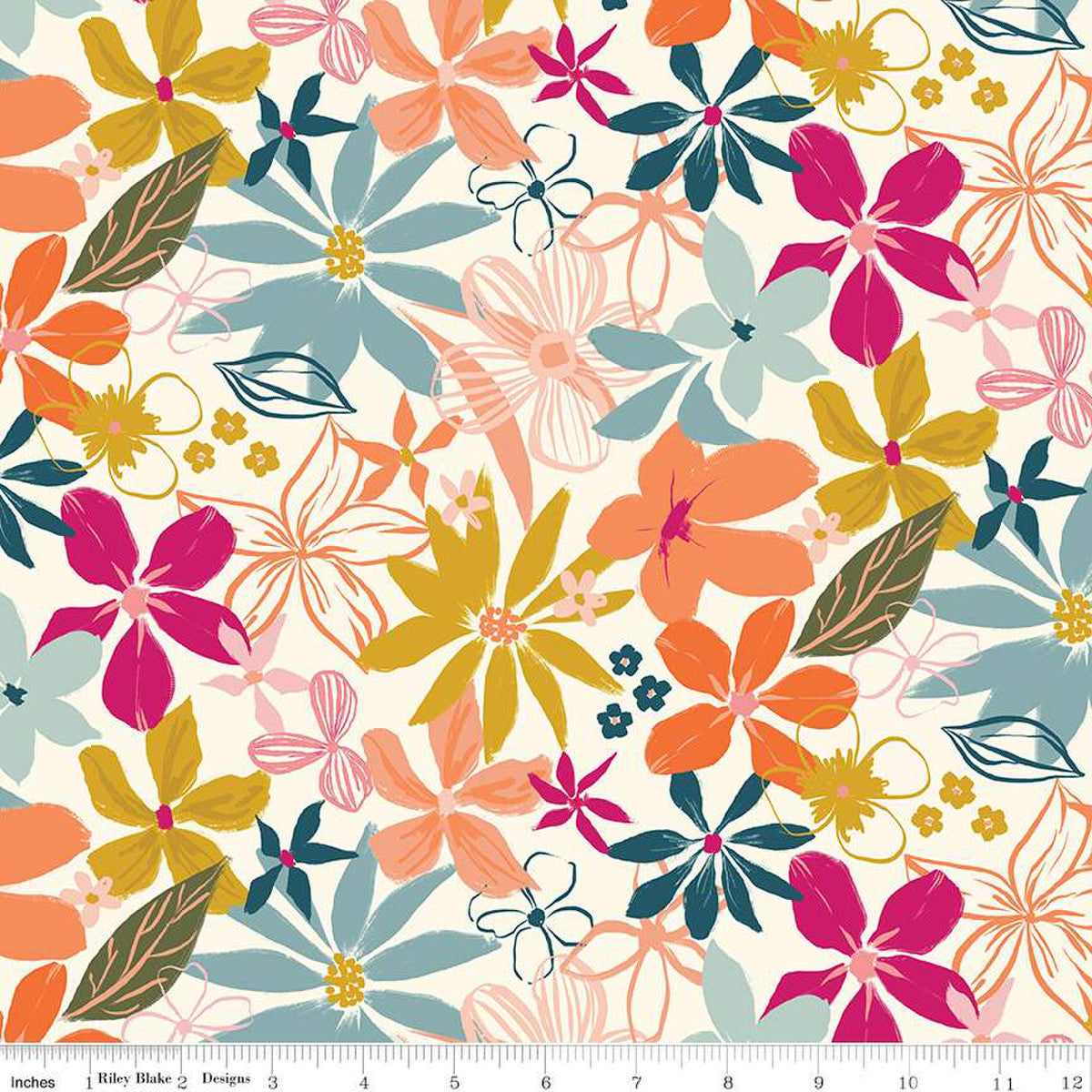 Riley Blake Fabric - Eden - Floral - Cream - C12920 - Cotton Fabric