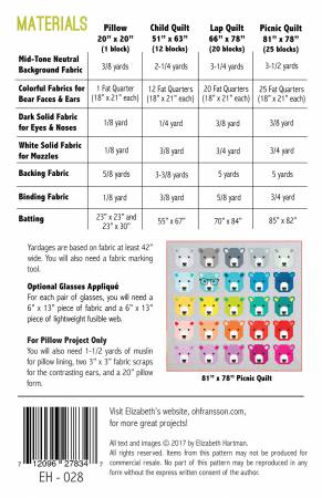 Elizabeth Hartman Quilt Pattern - Bjorn Bear - Elizabeth Hartman - #EH028 - Quilt Pattern