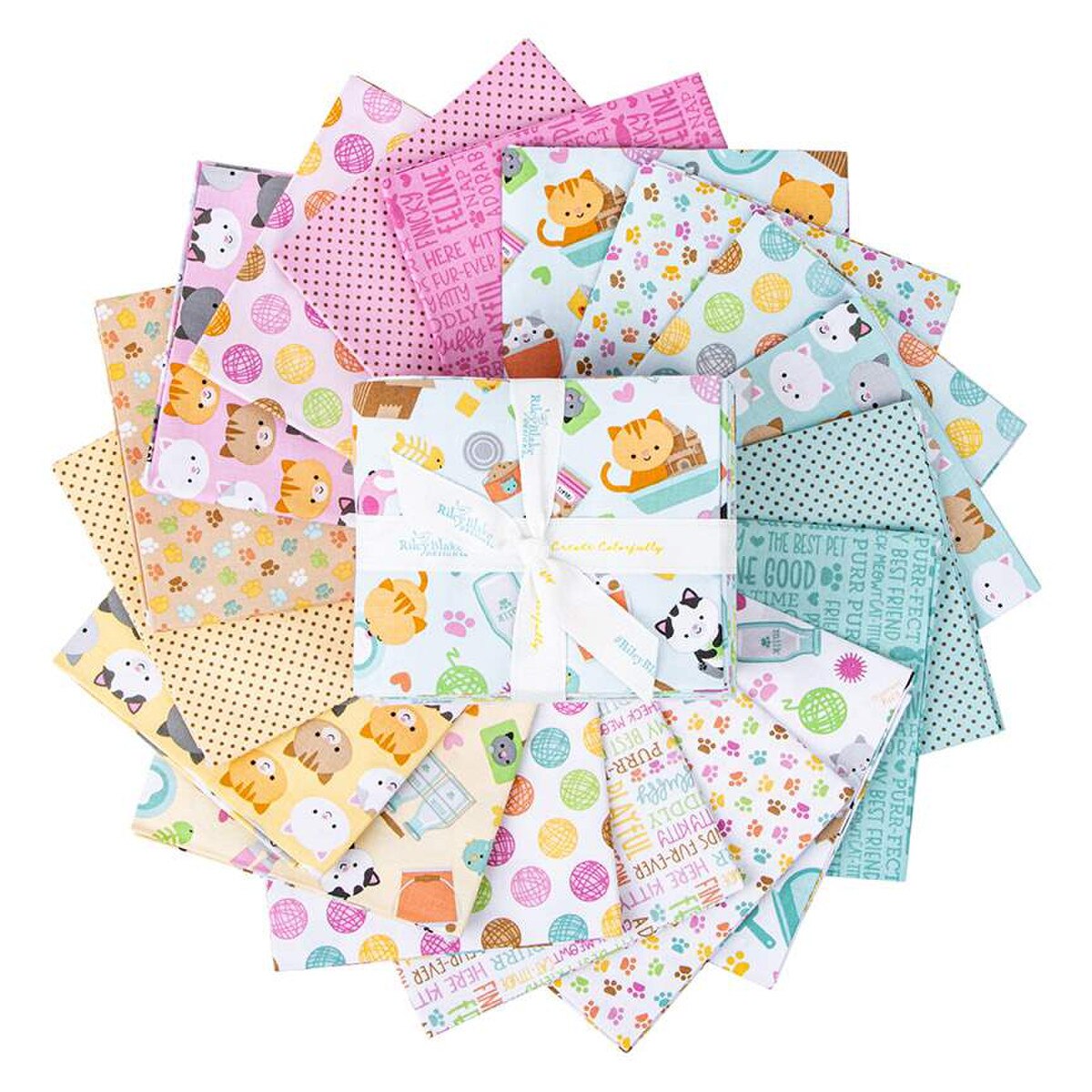 Pretty Kitty Fat Quarter Bundle - Riley Blake Designs - 18 Fat Quarters - Cotton - Doodlebug Design - FQ-15650-18