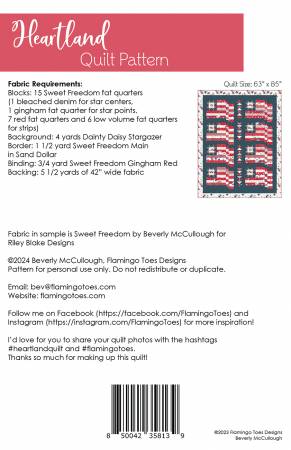 Heartland Quilt Pattern - From Flamingo Toes by Beverly McCullough - FT-8221HL - Quilt Pattern