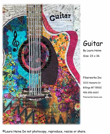 Laura Heine Guitar Collage Pattern - #FWLHGUITAR - Fiberworks Inc - Quilt Pattern