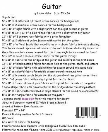 Laura Heine Guitar Collage Pattern - #FWLHGUITAR - Fiberworks Inc - Quilt Pattern