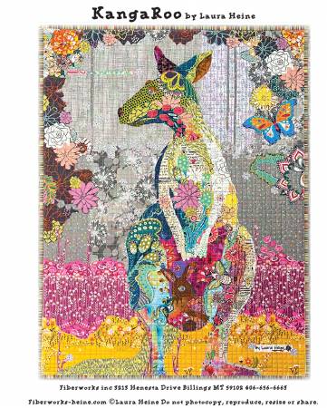 Laura Heine Kangaroo Collage Pattern - Kangaroo Collage - #FWLHKR - Fiberworks Inc - Quilt Pattern - Kangaroo