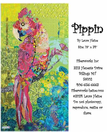 Laura Heine Parrot Collage Pattern - Pippin Parrot - #FWLHPPN - Fiberworks Inc - Quilt Pattern - Bird