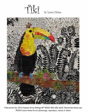 Laura Heine Tiki Toucan Collage Pattern - #LHFWNOLA - Fiberworks Inc - Quilt Pattern