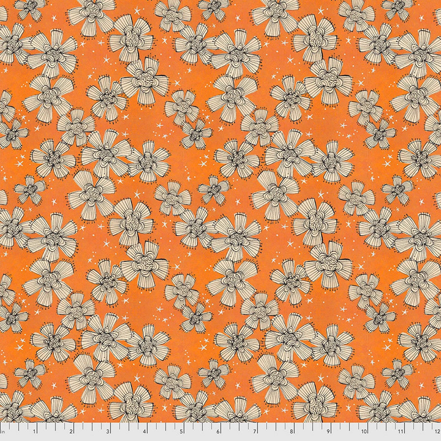 Free Spirit Fabric - Nocturnal Bloom Orange - PWCD004.XORANGE - Cori Dantini - Floral - Halloween - Cotton Fabric
