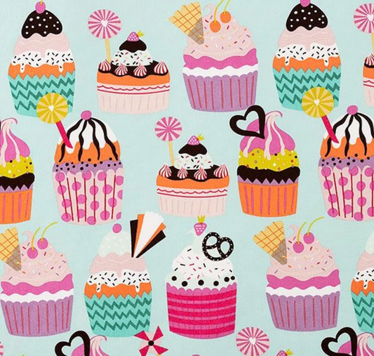 Alexander Henry Fabric - Frosted Aqua - Cupcake - Cotton Fabric