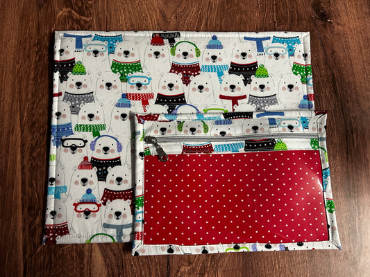 Vinyl Cross Stitch Project Bag - Embroidery bag - Project Bag - Knitting & Crochet Bag - Storage - Organizer - Notions - Polar Bear