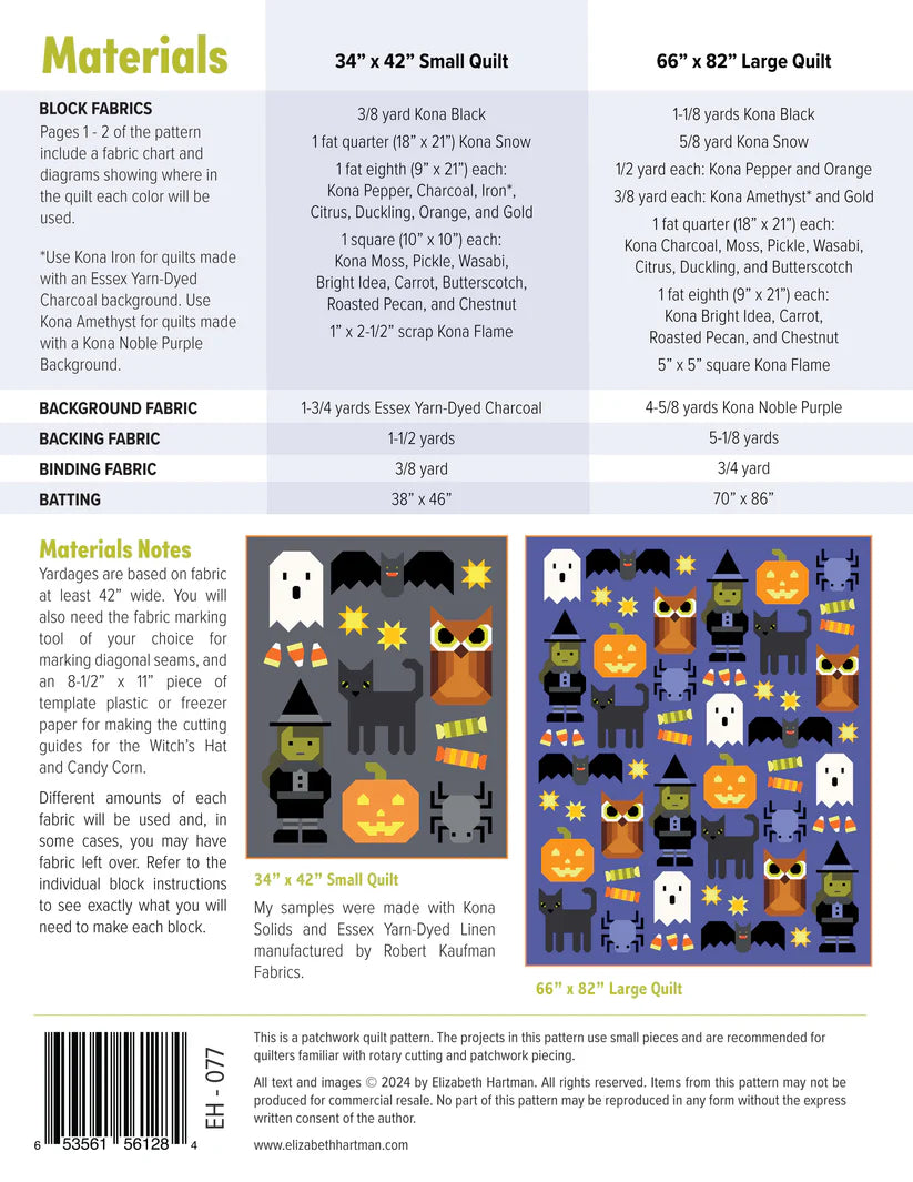 Elizabeth Hartman Quilt Pattern - Happy Halloween - Elizabeth Hartman - #EH077 - Quilt Pattern