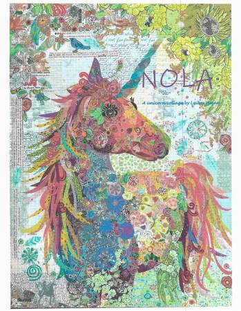 Laura Heine Nola A Unicorn Collage Pattern - #LHFWNOLA - Fiberworks Inc - Quilt Pattern - Unicorn