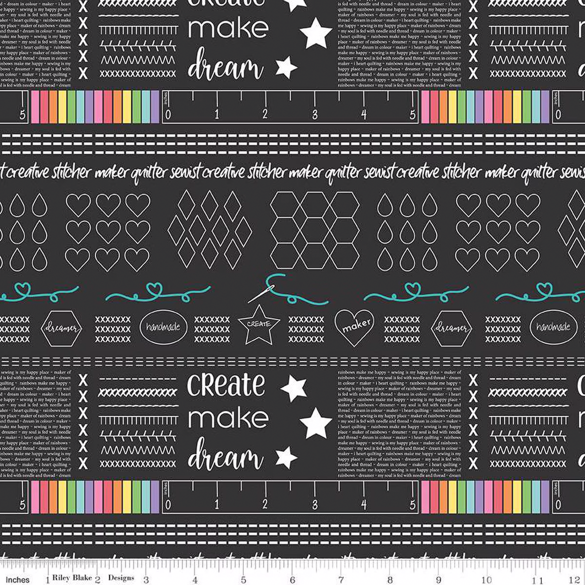 Riley Blake Fabric - Make Main Black by Kristy Lea - C13420 - Cotton