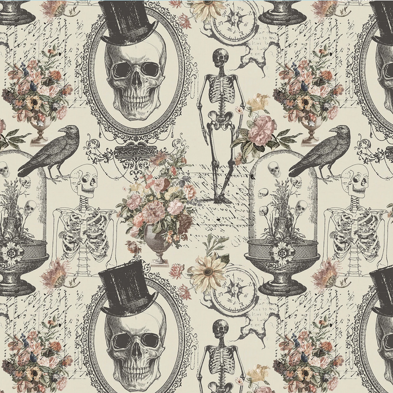 Michael Miller Cream Nevermore Evermore Fabric - Boo-tiful by MMF Collection - #DCX12275-CREAM - Cotton Fabric