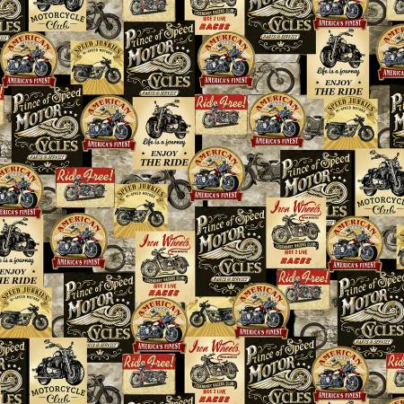 Timeless Treasures Motorcycle Fabric - Motorcycles for Sale - Bike - C8049-MLT - TT Fabric Cotton Fabric
