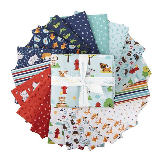 Riley Blake Fat Quarters - Pets Fat Quarter Bundle - Riley Blake Designs - 18 Fat Quarters - Cotton - Pre-cut Fabric - Lori Whitlock - FQ-13650-18 - Dog - Cat - Fish