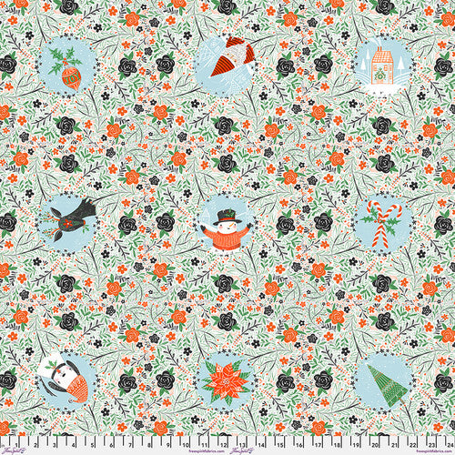 Free Spirit Winter Joy Fabric - All Things Christmas - Cori Dantini - WHITE - PWCD097.XWHITE - Cotton Fabric