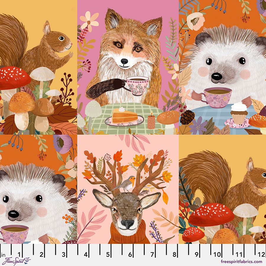 Free Spirit Fabric - Autumn Friends - Multi - Mia Charro - PWMC038.XMULTI - Hedgehog - Squirrel - Fox - Deer - Cotton Fabric