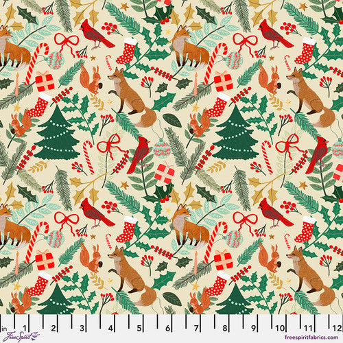 Free Spirit Christmas Spirit Fabric - Forest Evening - CREAM - Mia Charro - PWMC071.XCREAM - Cotton Fabric