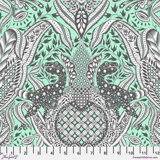 Free Spirit Tula Pink Roar Fabric - Gift Rapt - Mint - PWTP224.MINT - Cotton Fabric - UPC: 803081153388