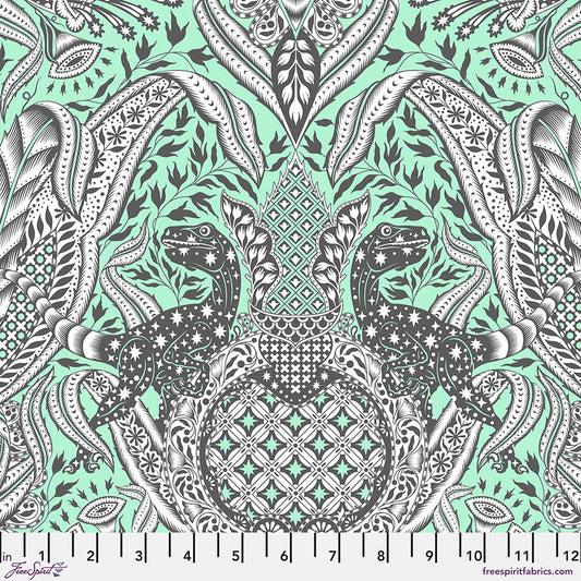 Free Spirit Tula Pink Roar Fabric - Gift Rapt - Mint - PWTP224.MINT - Cotton Fabric - UPC: 803081153388