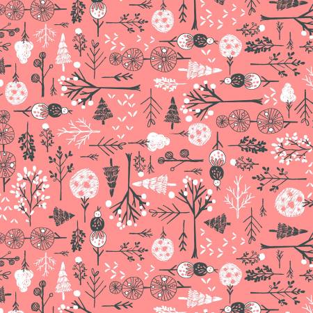 Michael Miller Wintertime Fabric -  Winter Days by Lisa Glanz Collection - Pink - DC9568 - Cotton Fabric