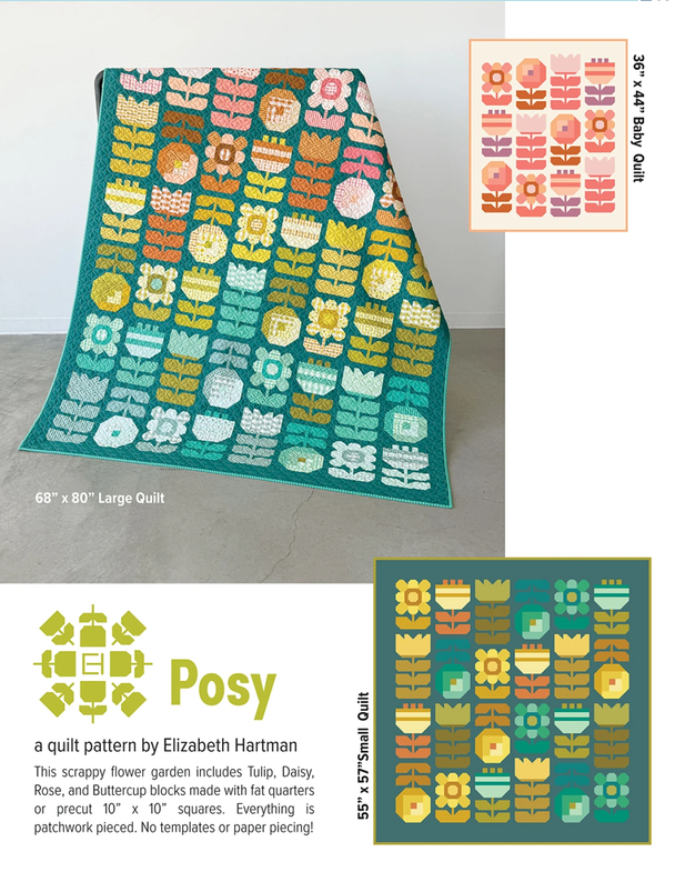 Elizabeth Hartman Quilt Pattern - Posy - Elizabeth Hartman - #EH091 - Quilt Pattern - Tulip - Daisy - Rose - Buttercup