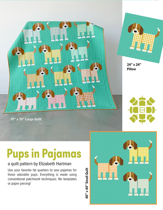 Elizabeth Hartman Quilt Pattern - Pups In Pajamas - Elizabeth Hartman - #EH092 - Quilt Pattern - Dogs
