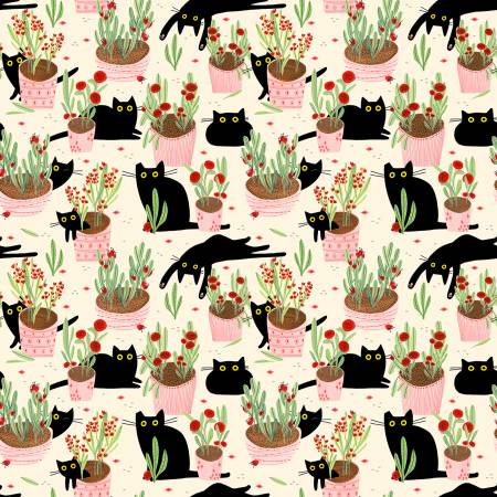 Dear Stella Cat Fabric -Sweet Purrennials - Dawn Amewsing - Leezaworks Collection - #ST-DLW3111DAWN - Cotton