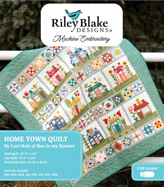 Riley Blake Machine Embroidery - Home Town Quilt Projects - Machine Embroidery USB - #ME018HTQ24R1 - Lori Holt - USB Pattern