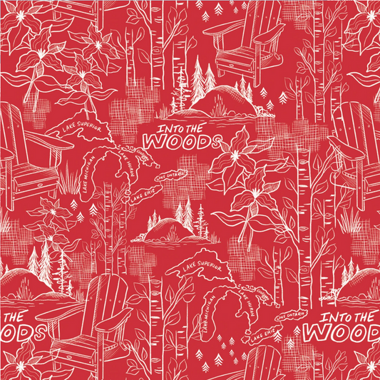 Camelot Fabric - Oh Canada - Red Into the Woods - #36250104-01 - Cotton Fabric