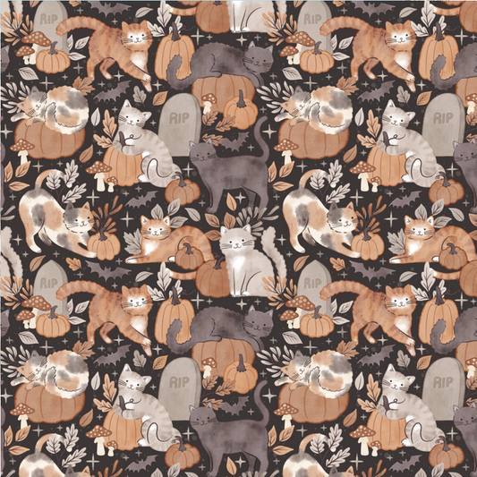 Camelot Fabric - Pumpkins and Paws - #66250201-02 - Cotton Fabric