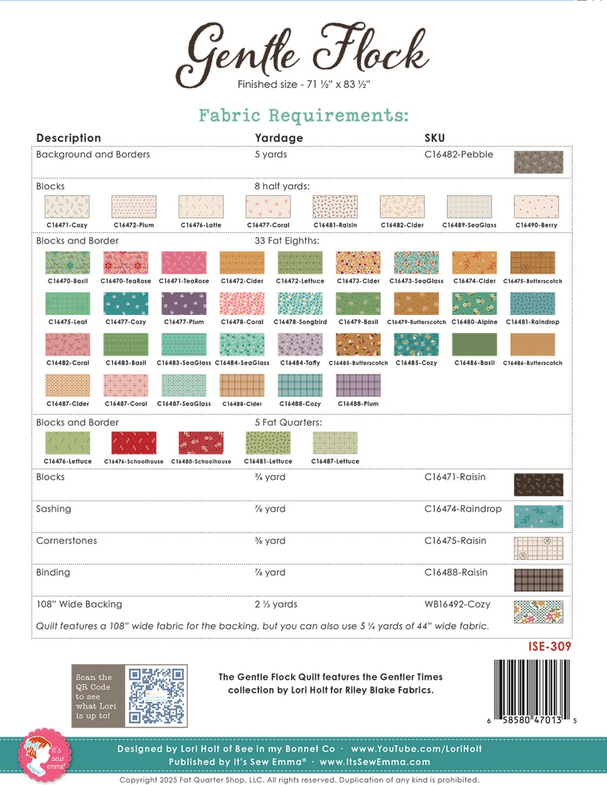 It's Sew Emma Quilt Pattern - Gentle Flock by Lori Holt - Quilt Pattern