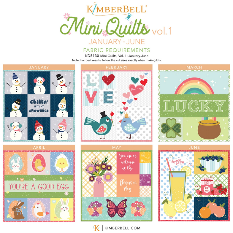 Kimberbell Designs - Mini Quilts Volume 1 - January - June - #KD5130 - CD Pattern