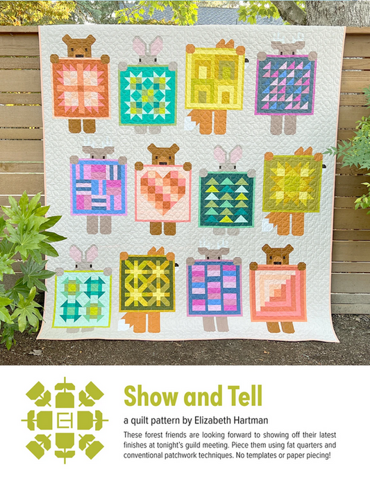 Elizabeth Hartman Quilt Pattern - Show and Tell - Elizabeth Hartman - #EH083 - Quilt Pattern - Bear - Bunny - Blankets