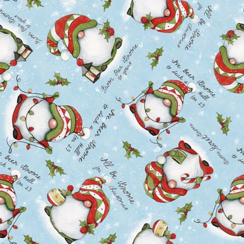 Springs Creative Gnome Fabric - Gnome for Christmas - #77502 - BLUE - Cotton Fabric