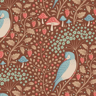 Hibernation Sleepybird Pecan Fabric - Tilda - Tone Finnanger - TIL100533 - Cotton Fabric