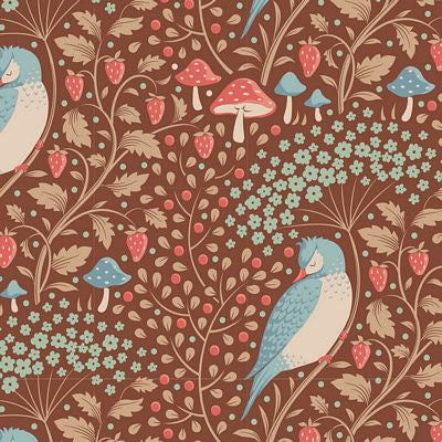 Hibernation Sleepybird Pecan Fabric - Tilda - Tone Finnanger - TIL100533 - Cotton Fabric