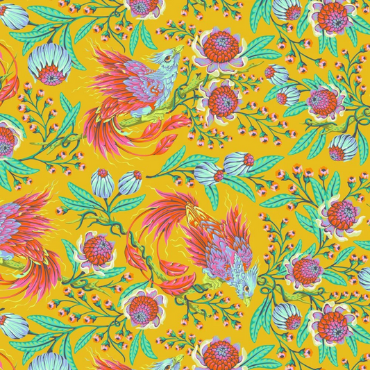 Free Spirit Tula Pink Legendary Fabric - Hot Wings - Dandelion - PWTP281 - Cotton Fabric