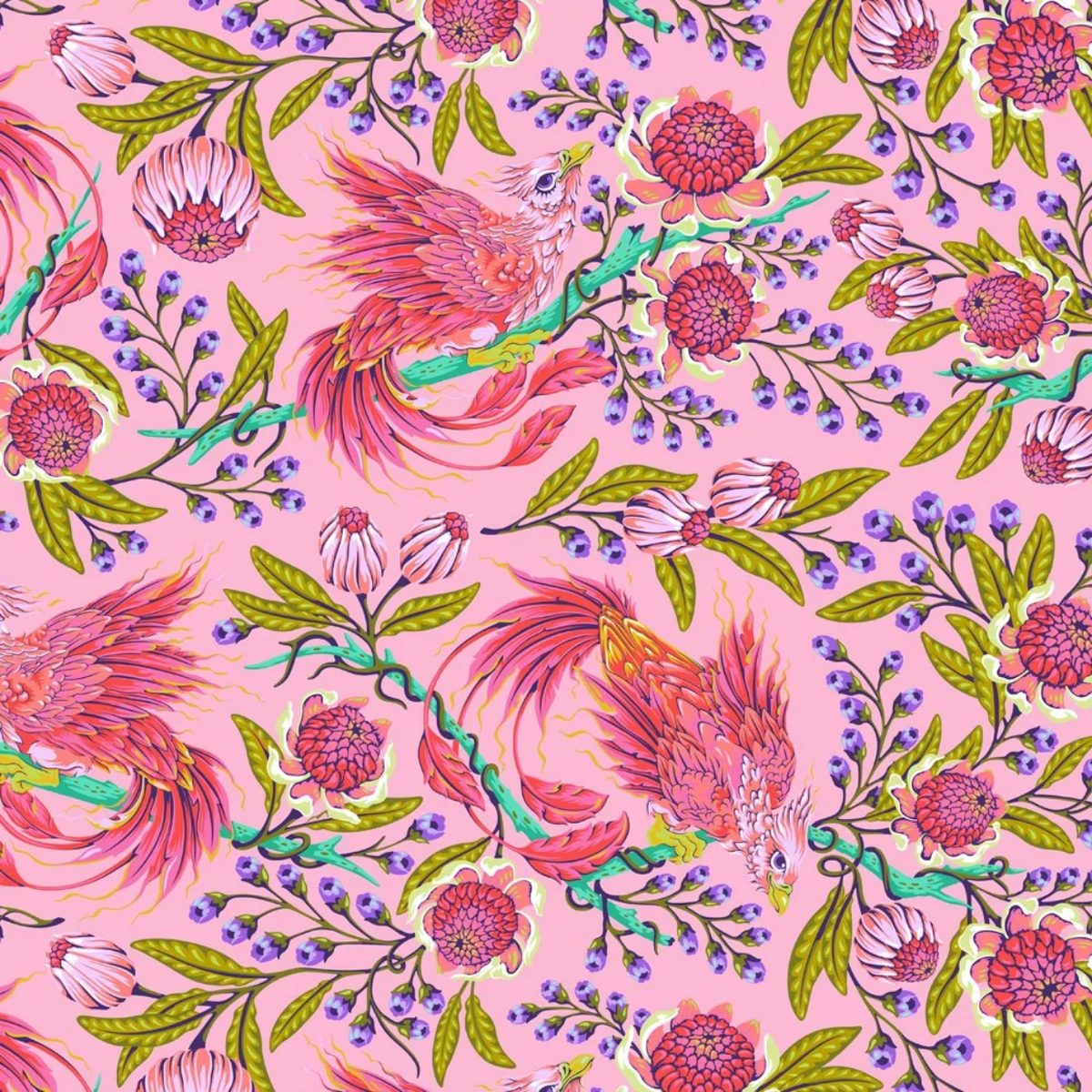 Free Spirit Tula Pink Legendary Fabric - Hot Wings - Wild Orchid - PWTP281 - Cotton Fabric