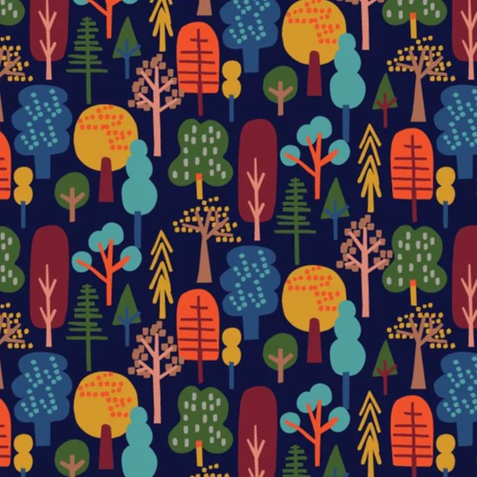Dashwood Studios Fabric - Hello Velo - Velo 1912 - Tilly Phillips - Woodland - Trees - Cotton Fabric
