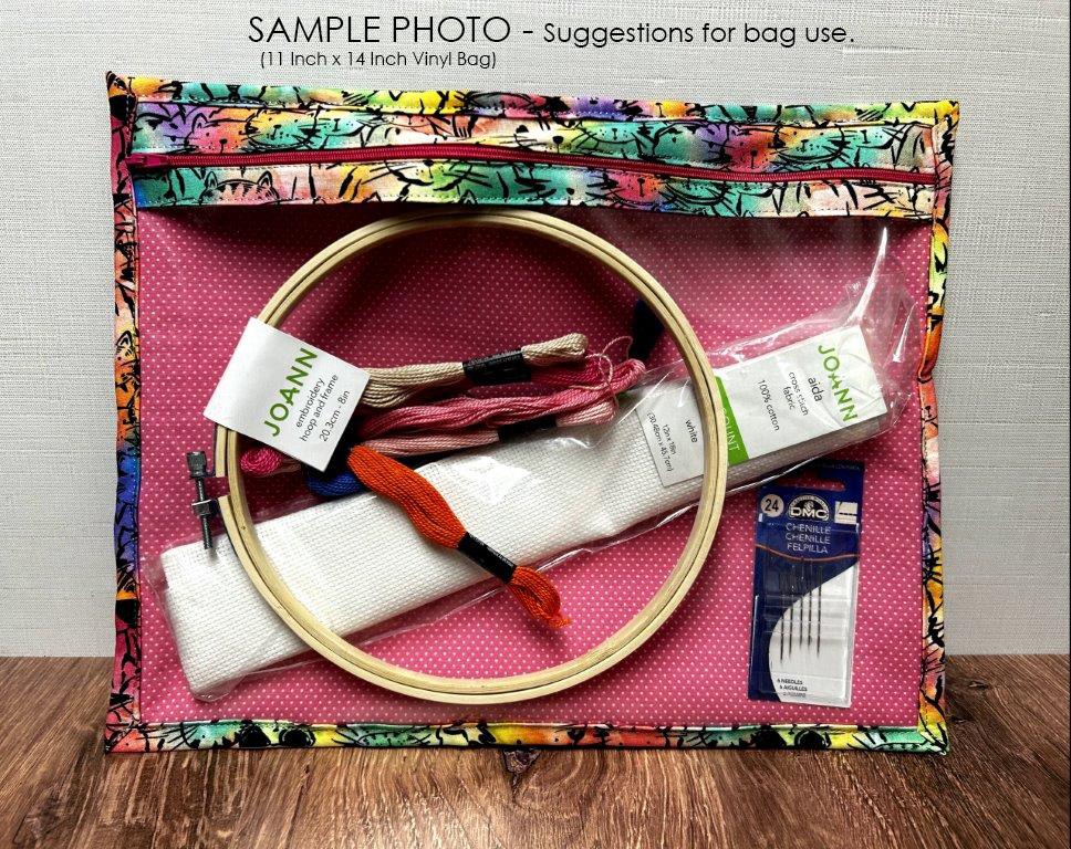 Vinyl Cross Stitch Project Bag - Embroidery bag - Project Bag - Knitting & Crochet Bag - Storage - Organizer - Fox Project Bag - Notions