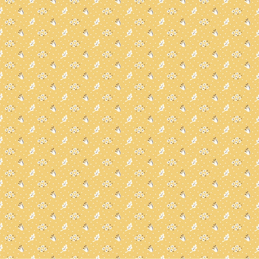 Poppie Cotton Floral Fabric - Yellow Vintage Apron - Wildwood by Sheri McCulley Collection - #WW25109 - Cotton