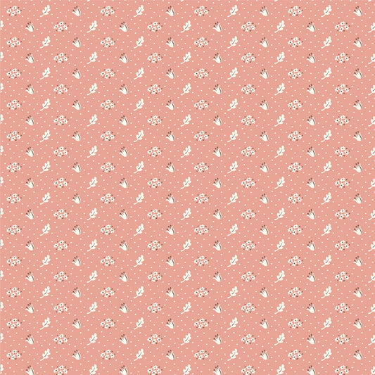 Poppie Cotton Floral Fabric - Coral Vintage Apron - Wildwood by Sheri McCulley Collection - #WW25111 - Cotton