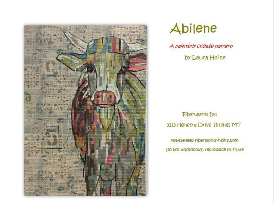 Laura Heine Cow Collage Pattern - Abilene - #LHFWABILENE - Fiberworks Inc - Quilt Pattern